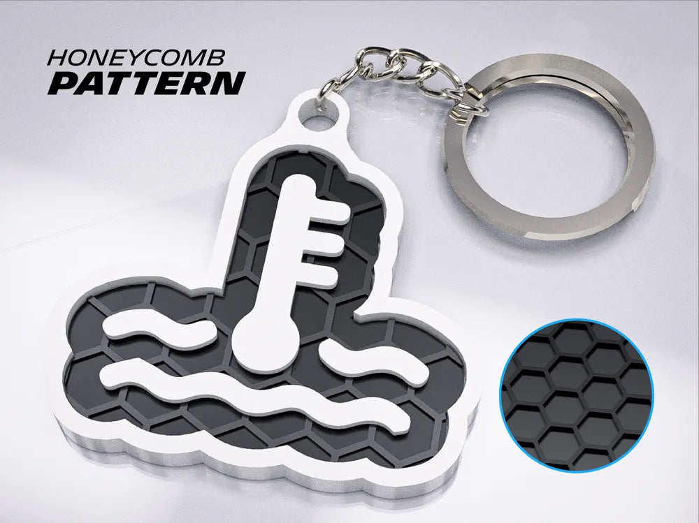 "Engine Temperature Icon" Honeycomb 3D Printed Key Chain