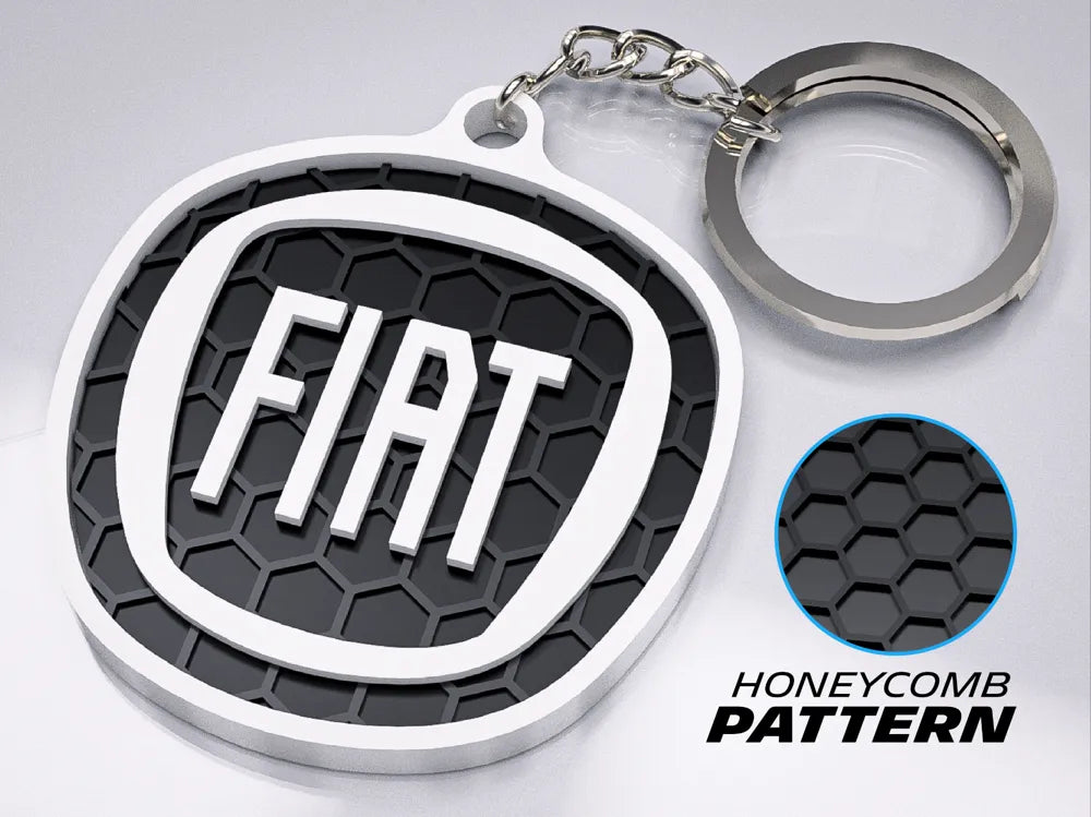 "Fiat Badge (New)" Honeycomb 3D Printed Key Chain