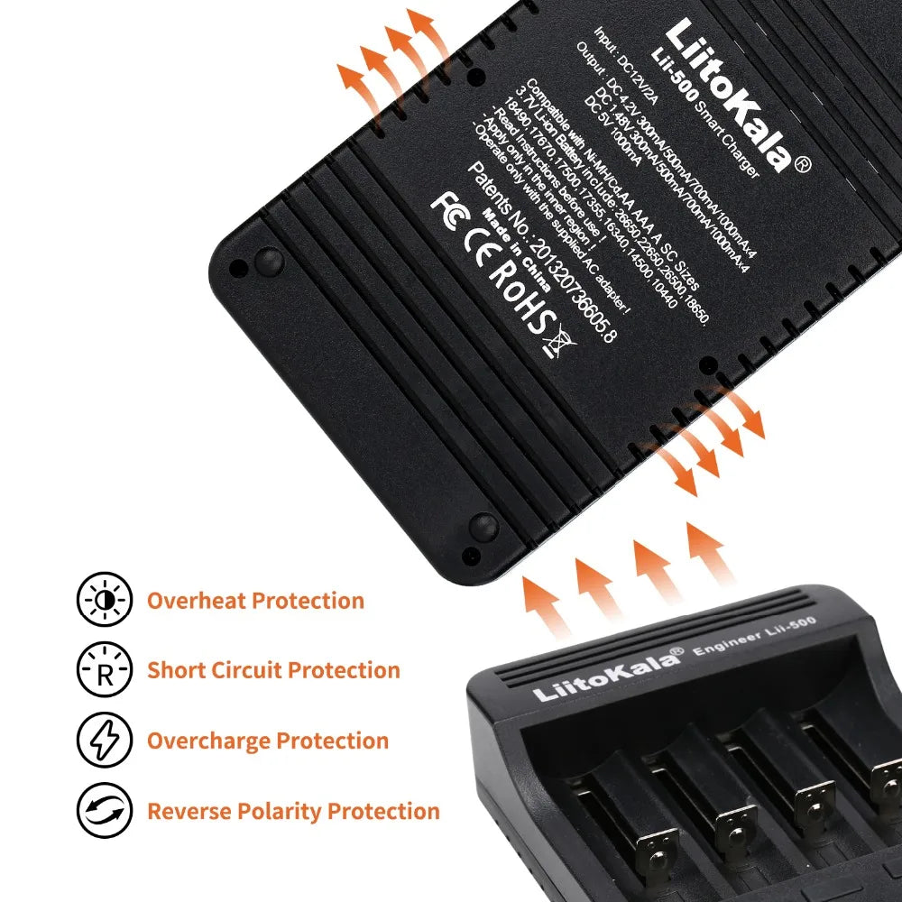 LiitoKala lii-500 LCD 3.7V 1.2V 18650/26650/16340/14500/10440/18500 Lithium Battery Charger