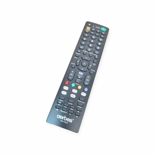 Super Electronics Aerbes AB-YK02 TV remote control compatible with Sony and most TV brands, shown in the image.