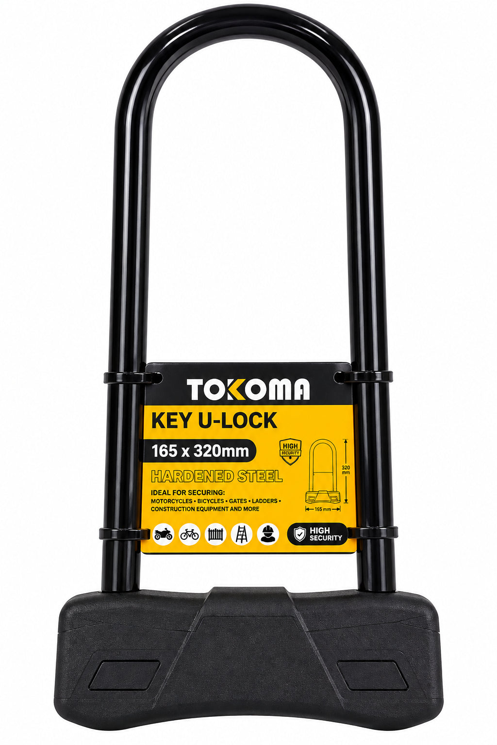 Tokoma high-quality U lock with steel shackle and key mechanism, designed for bike security and theft prevention