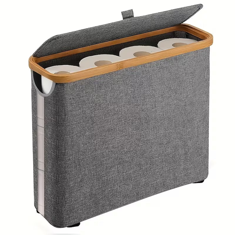Temu large capacity toilet paper holder with lid, wall-mounted bathroom accessory for storing extra toilet paper rolls