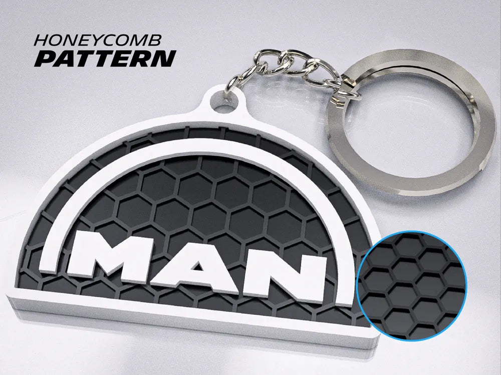 "MAN" Honeycomb 3D Printed Key Chain