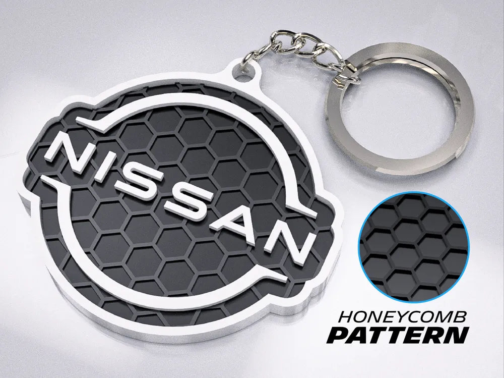 "Nissan Badge" Honeycomb 3D Printed Key Chain