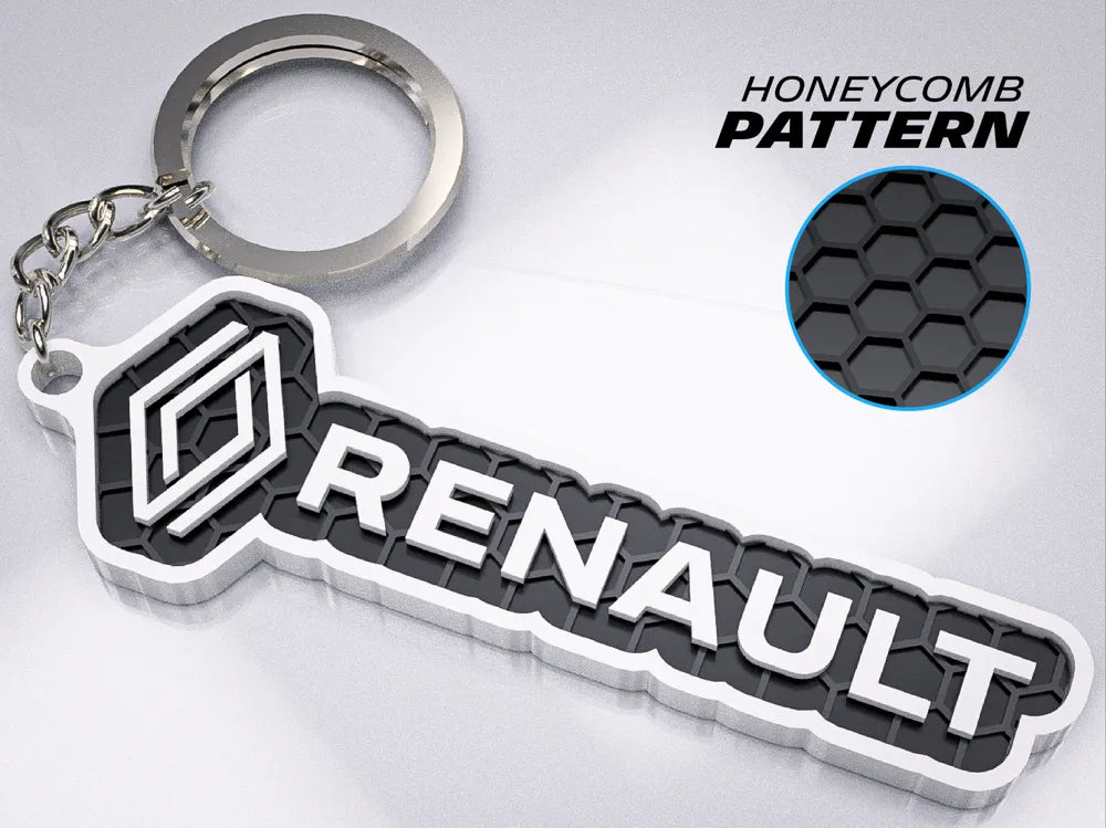 "Renault" Honeycomb 3D Printed Key Chain