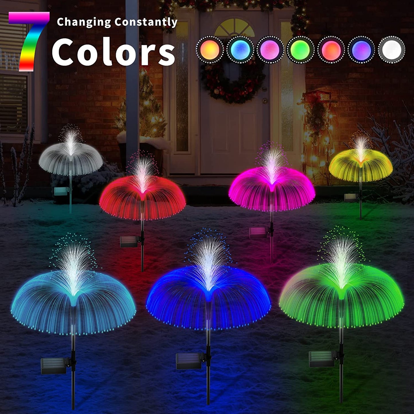 Solar Powered Jellyfish Fountain Lights, 7-Color Changing - 2 PCS Set for Outdoor Water Features & Garden Decor - Little Tokyo SA