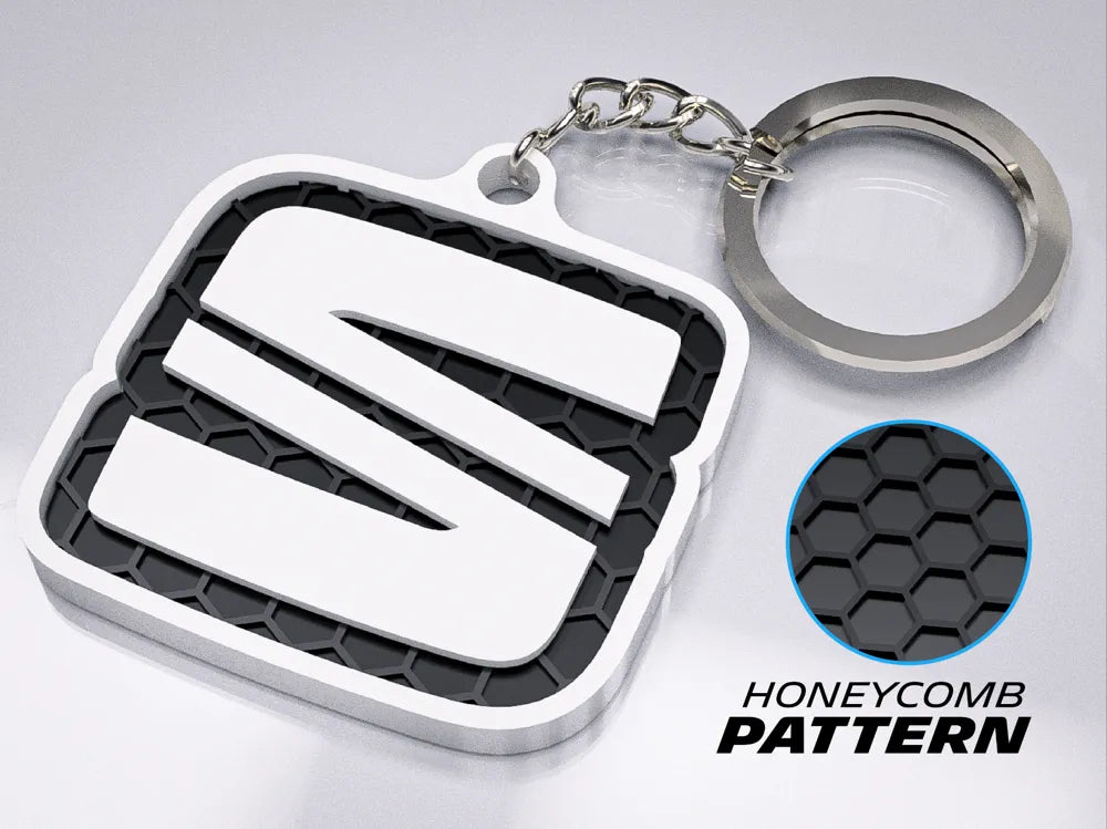 "SEAT Badge" Honeycomb 3D Printed Key Chain