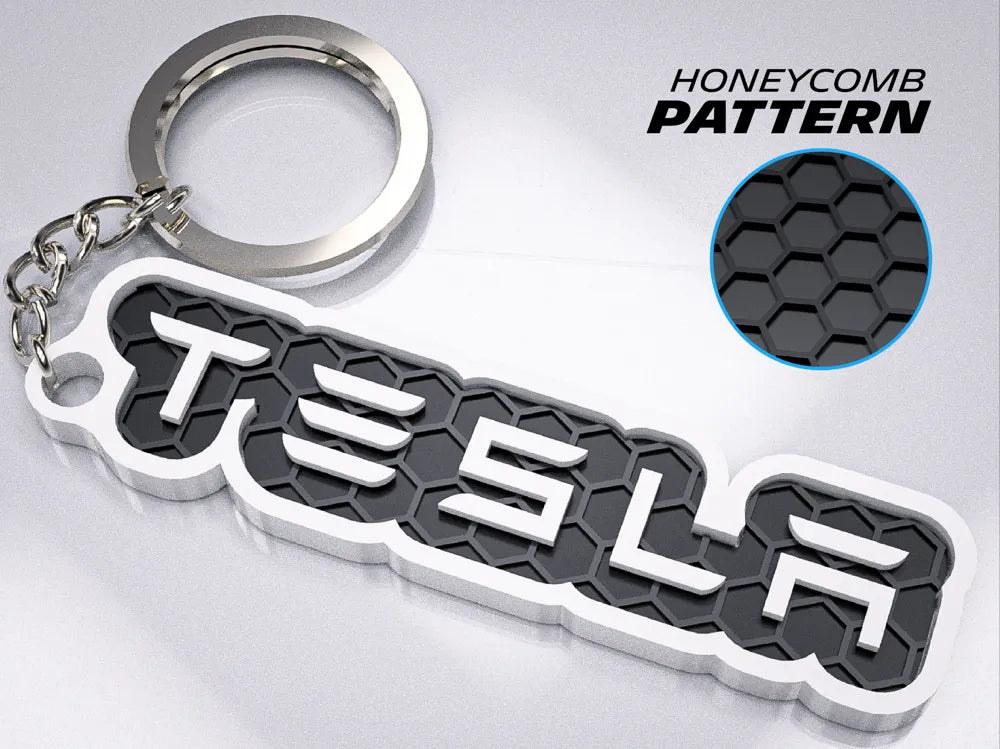 "Tesla" Honeycomb 3D Printed Key Chain
