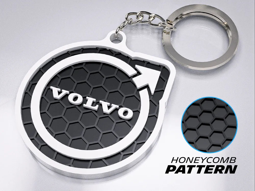 "Volvo Badge" Honeycomb 3D Printed Key Chain