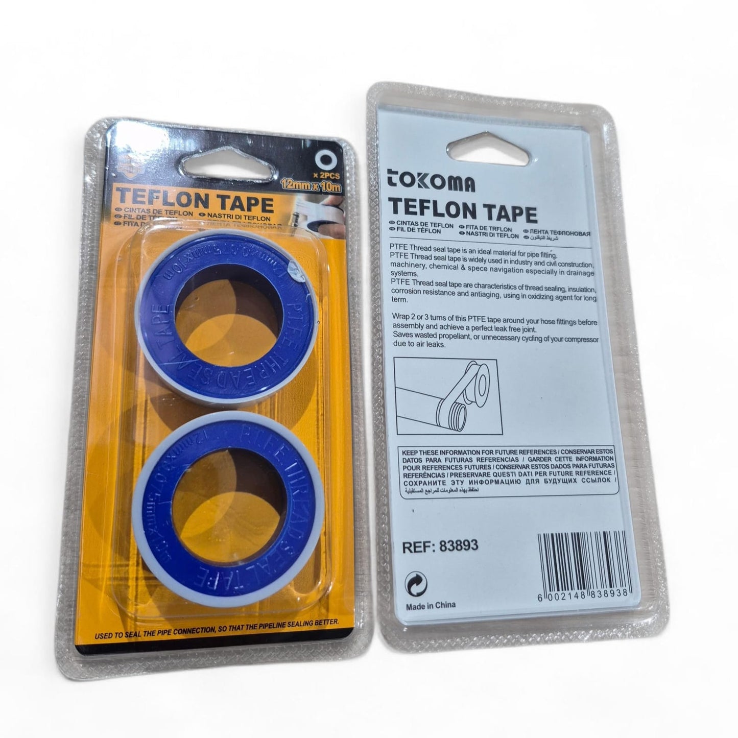 Tokoma 2pcs 12mm x 10m Thread Sealing Teflon Tape