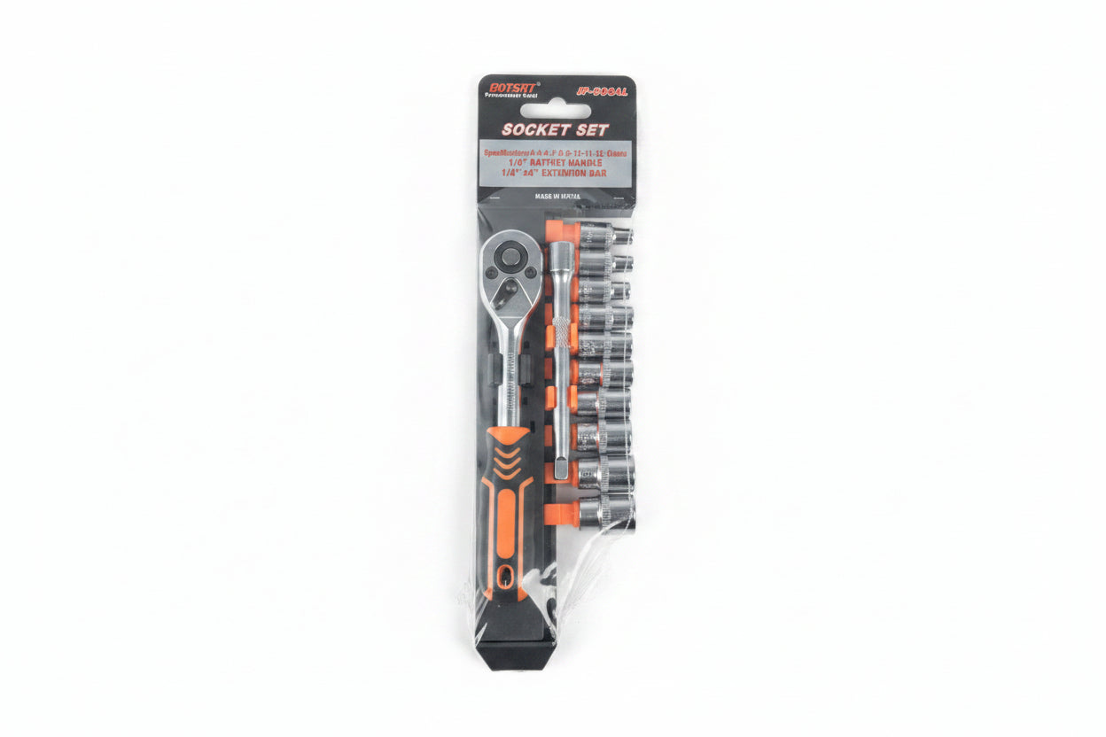 12pcs 1/4" DR Chrome Vanadium Socket Wrench Set