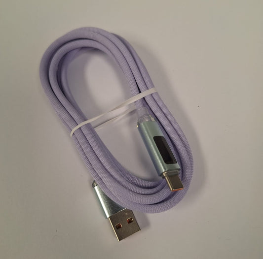 2 Meter USB Type-C Braided LCD Display Long Distance Data and Charge Cable