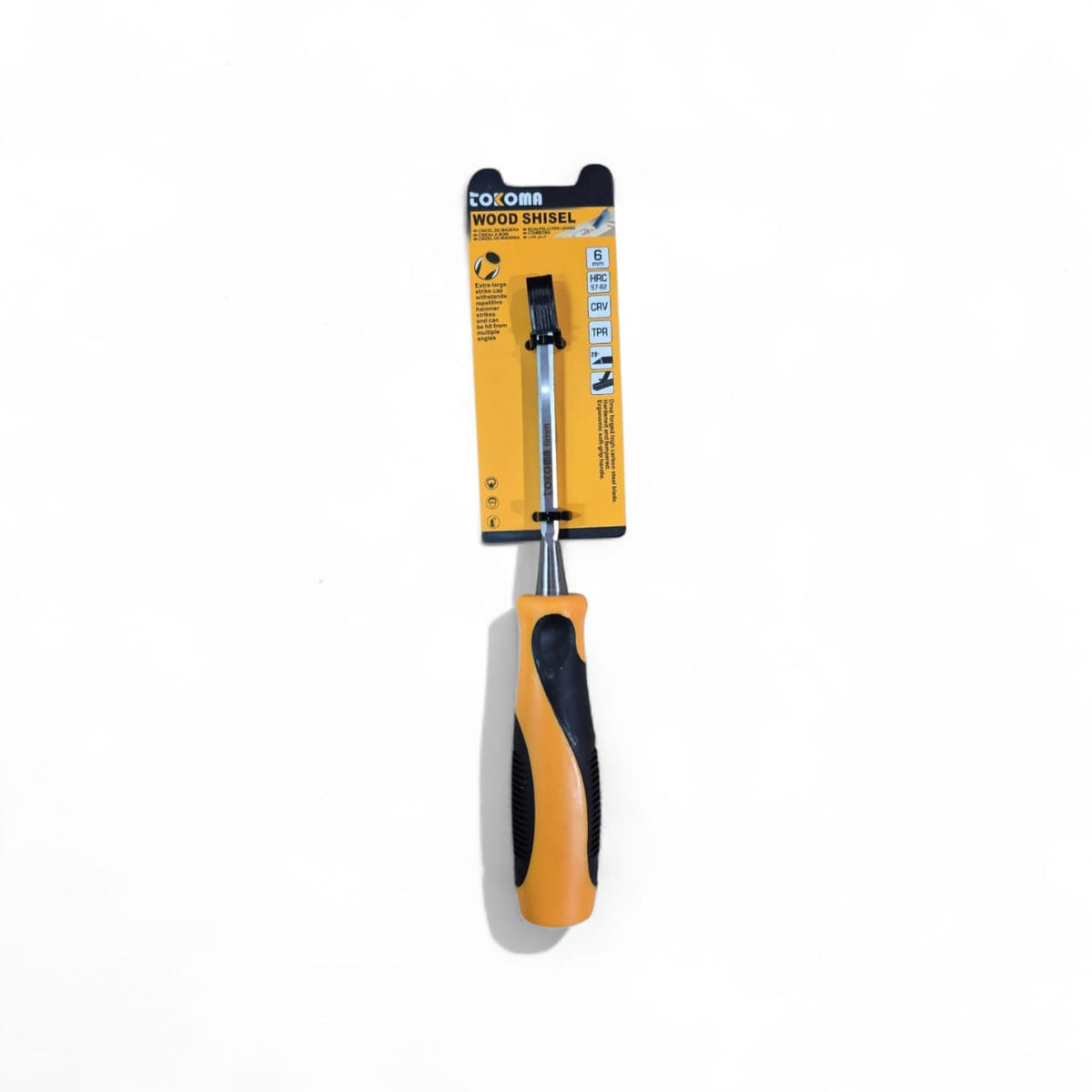 Tokoma high-quality wood chisel with wooden handle and sharp metal blade for carpentry and woodworking projects.
