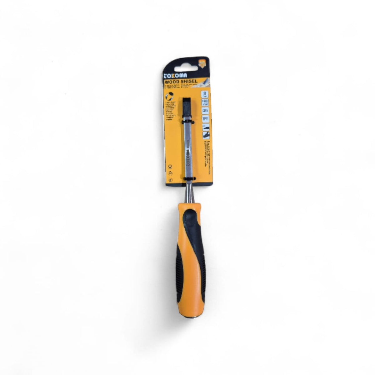 Tokoma high-quality wood chisel with a wooden handle and sharp metal blade, ideal for woodworking and carving projects.
