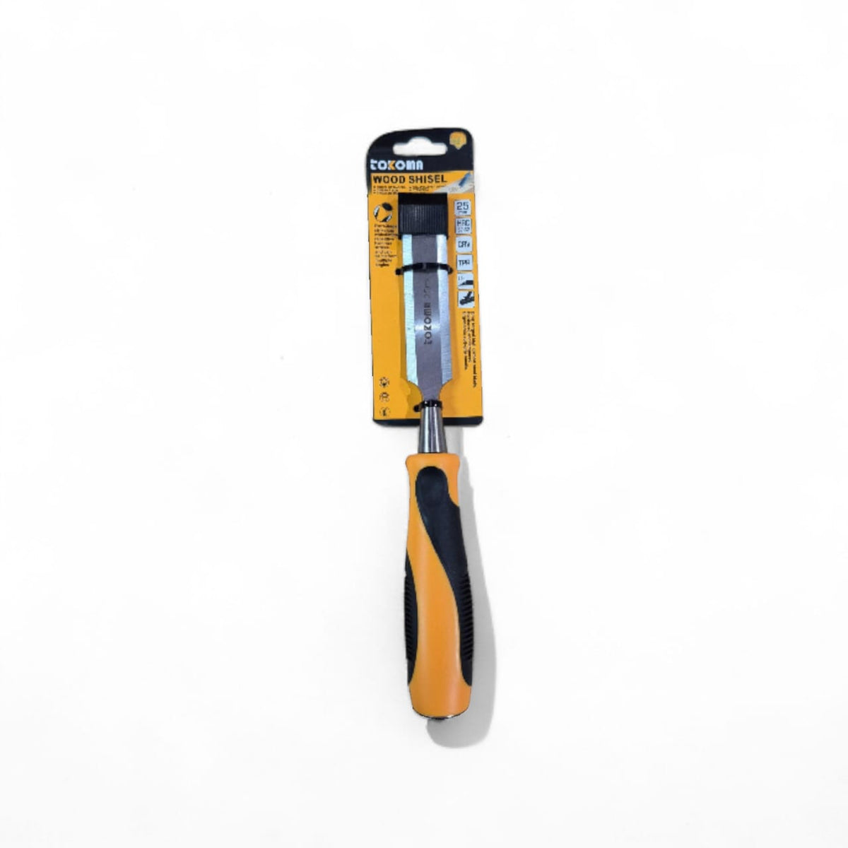Tokoma high-quality wood chisel with wooden handle and sharp metal blade, ideal for woodworking and carpentry projects.