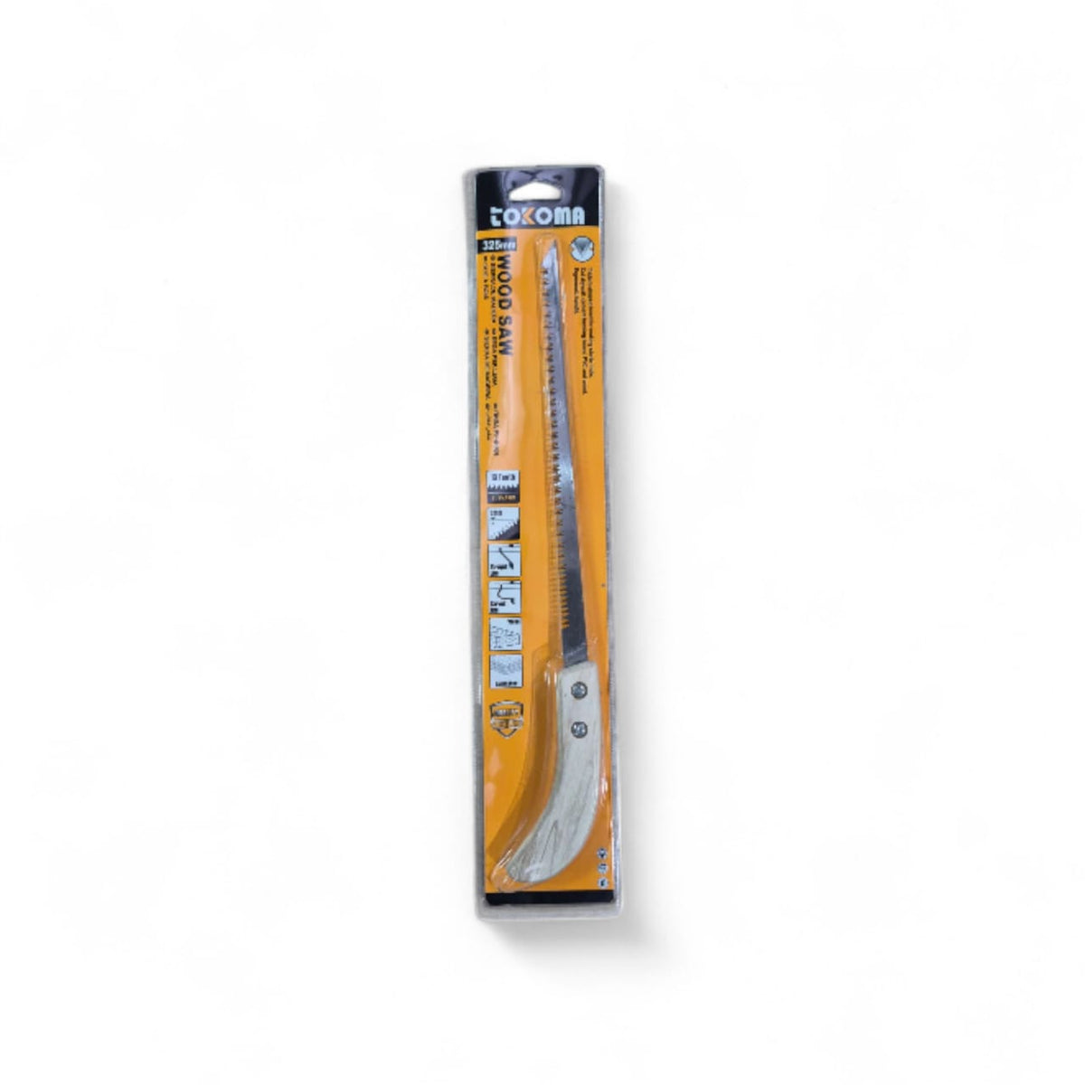 Tokoma high-quality wood saw with a wooden handle and serrated blade for precise cutting of wood.