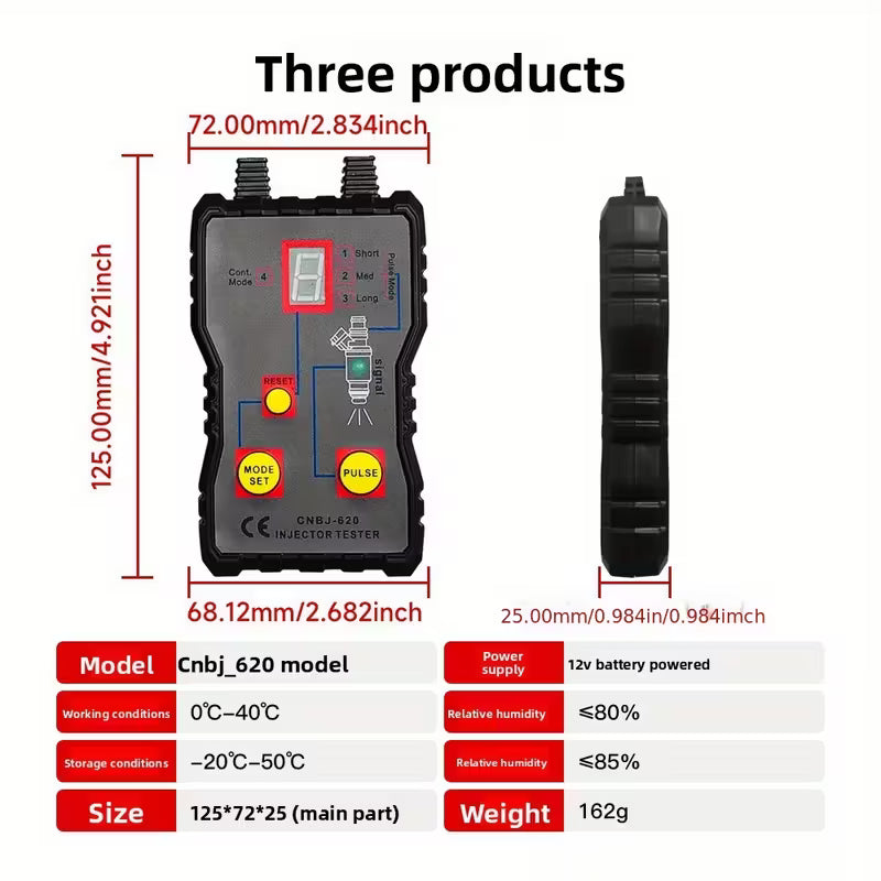 Temu automotive fuel injector testing and cleaning tool, injector tester with digital display and connecting hoses for engine diagnostics.