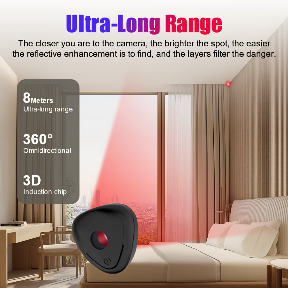 Portable mini hidden camera detector by Temu, compact device for detecting covert cameras and ensuring privacy.
