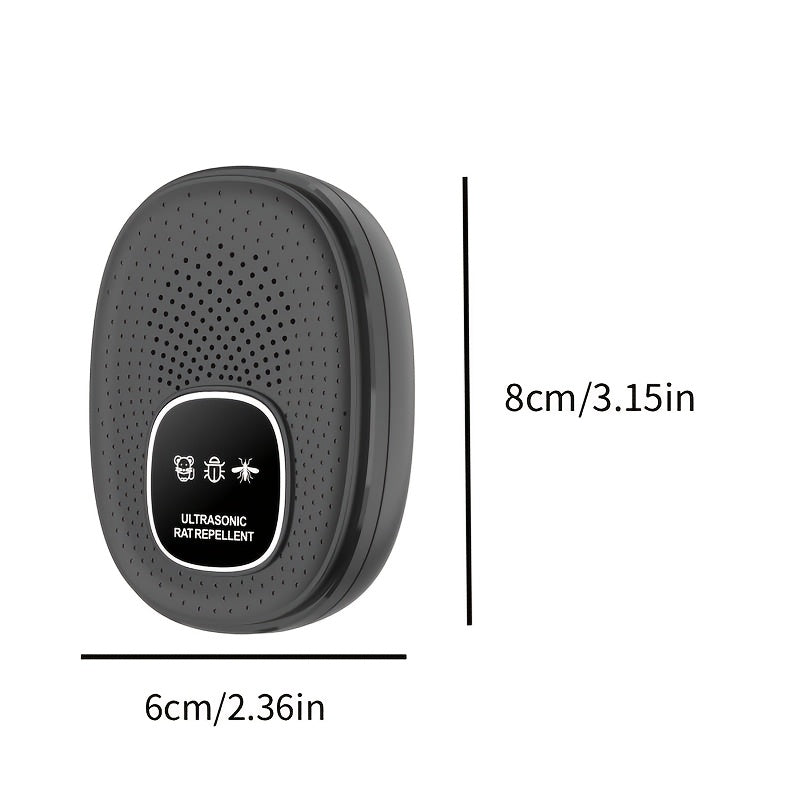 Q62 Ultrasonic Pest Repeller by Temu, showing device with digital display and ultrasonic speaker for pest control.