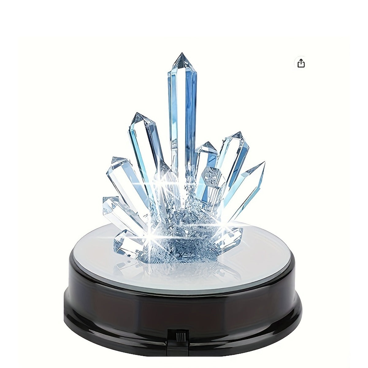 Two multicolor LED display stands with black bases and mirror tops, ideal for showcasing products or decorative items.