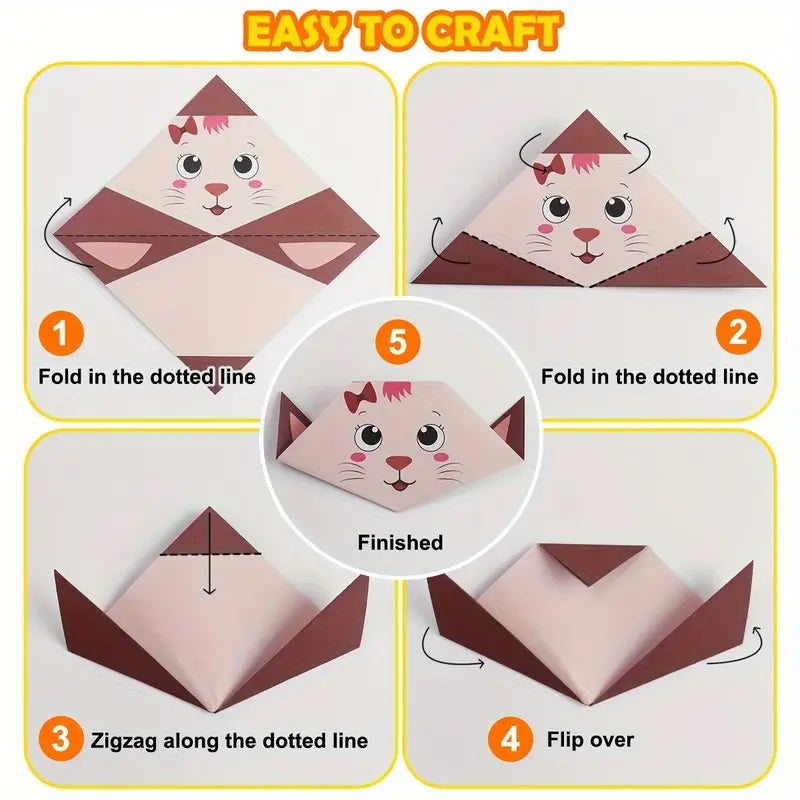 Colorful 108-sheet Temu origami paper kit for kids, perfect for creative craft and paper folding projects.