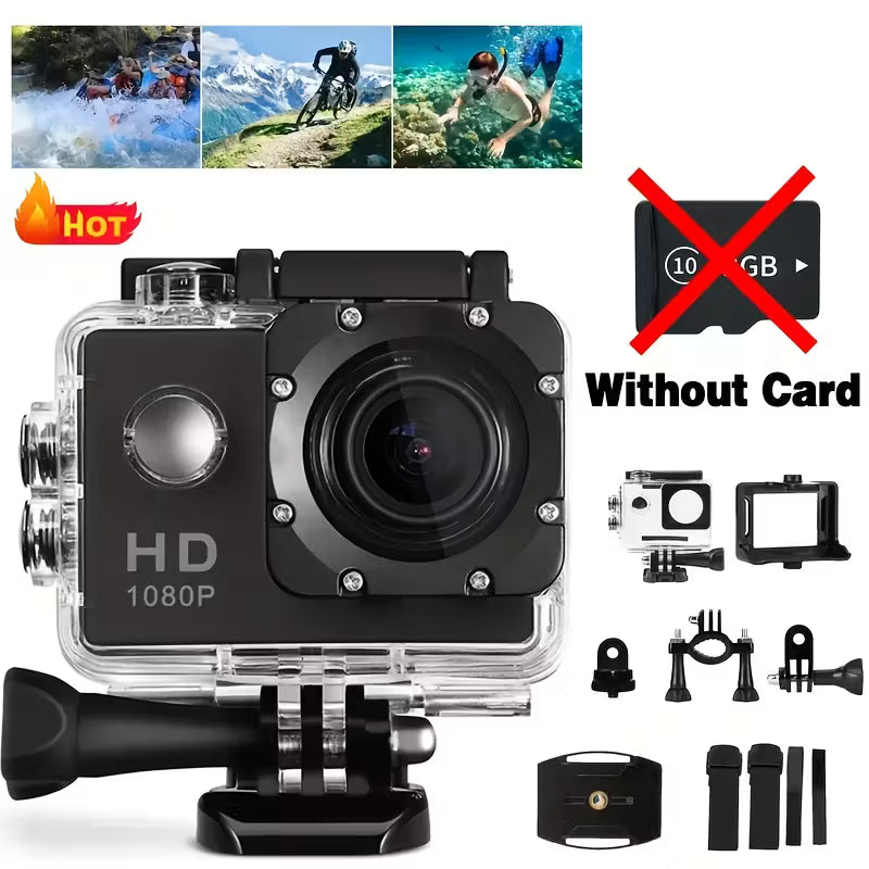 1080P HD Action Camera with 140° Wide Angle, 5.08cm LCD Display - Ultra HD Shooting