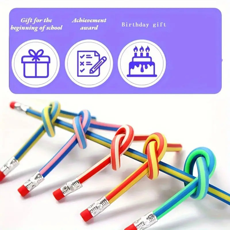 20pcs Flexible Pencils: Soft Novelty Pencil with Eraser - Little Tokyo SA