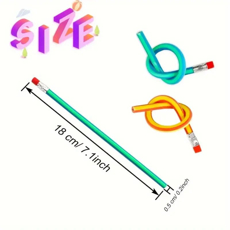 20pcs Flexible Pencils: Soft Novelty Pencil with Eraser - Little Tokyo SA