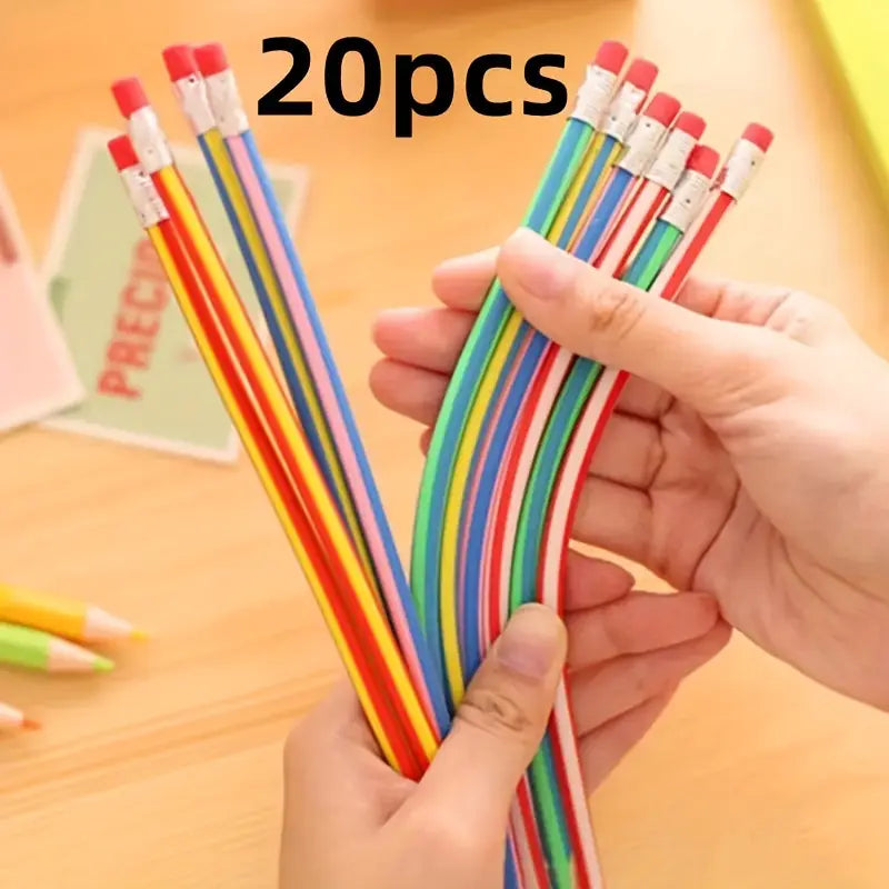 20pcs Flexible Pencils: Soft Novelty Pencil with Eraser - Little Tokyo SA