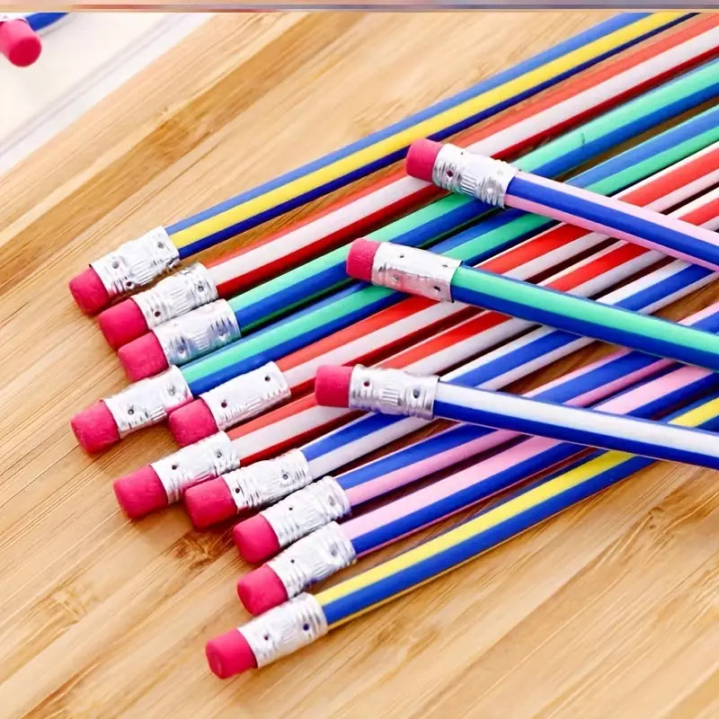 20pcs Flexible Pencils: Soft Novelty Pencil with Eraser - Little Tokyo SA