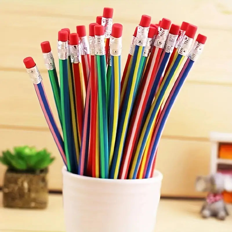 20pcs Flexible Pencils: Soft Novelty Pencil with Eraser - Little Tokyo SA