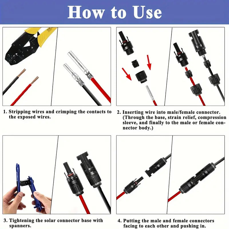 10 Pairs Solar Panel Connector Solar Connector Male/Female Plug With 2pcs Wrench - Little Tokyo SA