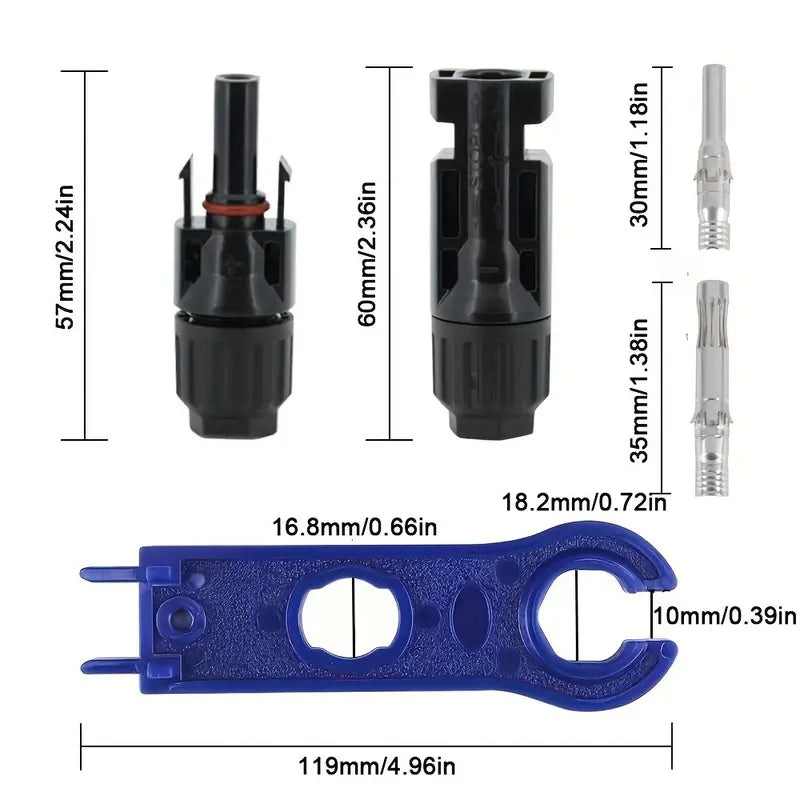 10 Pairs Solar Panel Connector Solar Connector Male/Female Plug With 2pcs Wrench - Little Tokyo SA