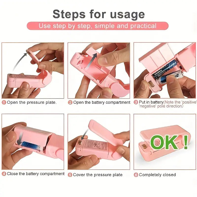 Compact Easy-Seal Snack Sealer - Portable Mini Plastic Bag Vacuum Sealer - Little Tokyo SA