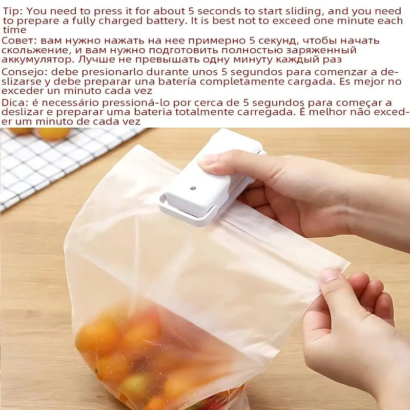 Compact Easy-Seal Snack Sealer - Portable Mini Plastic Bag Vacuum Sealer - Little Tokyo SA
