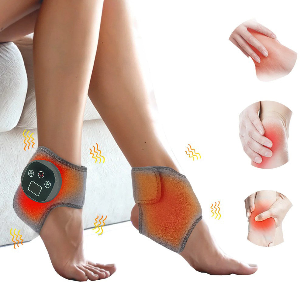 Temu ankle heating massager with 3 vibration modes, 4 heat settings, USB rechargeable foot spa for portable relaxation.