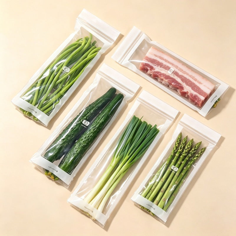 Set of 55 reusable food storage bags by Temu, made from high-quality, eco-friendly materials for storing snacks and leftovers.