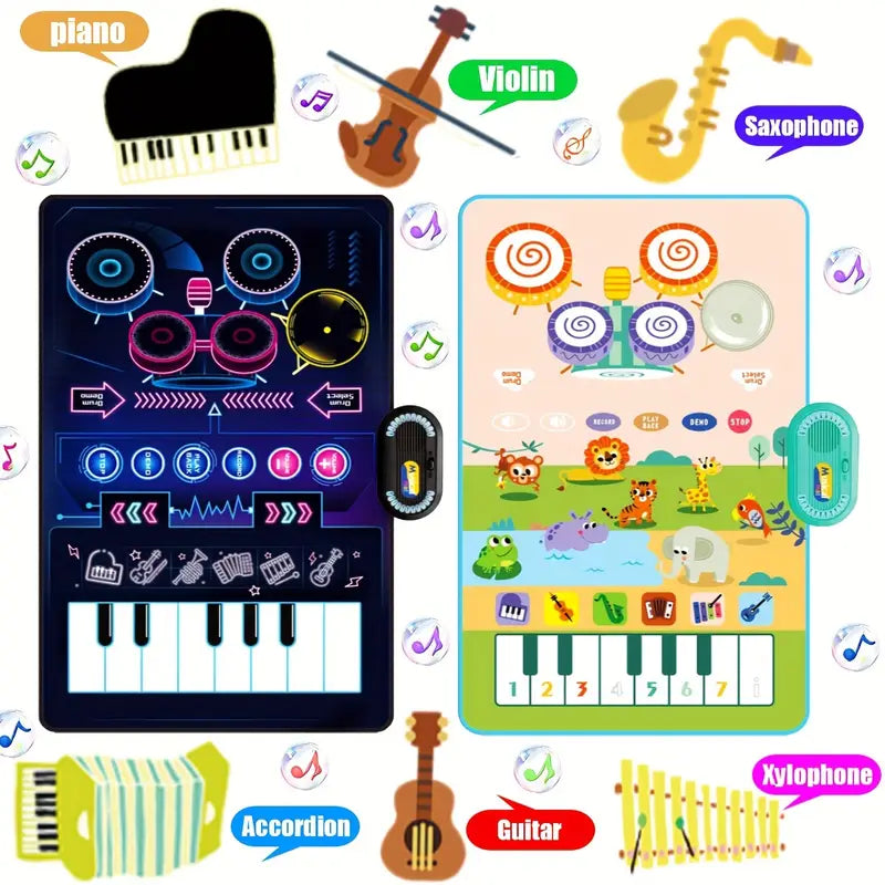 Interactive 2-in-1 Youngsters Musical Play Mat & Drum Set