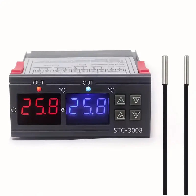 Temperature Controller Dual Digital STC-3008 with Dual Relay Output Thermostat