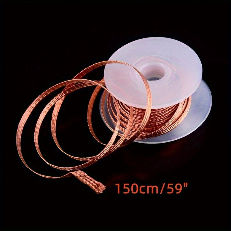 Foldable copper strips for soldering, 2mm wide and 1.5m long, shown in a high-quality image highlighting their flexibility and surface finish.