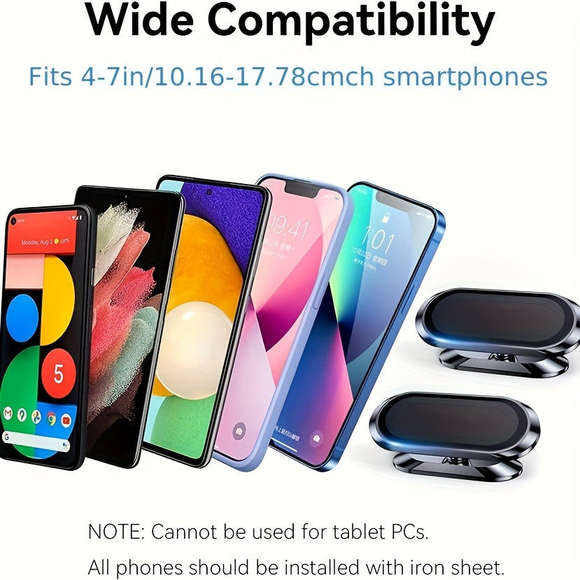 Temu magnetic car phone holder with 360-degree rotatable dashboard stand, universal multi-functional design for smartphones.