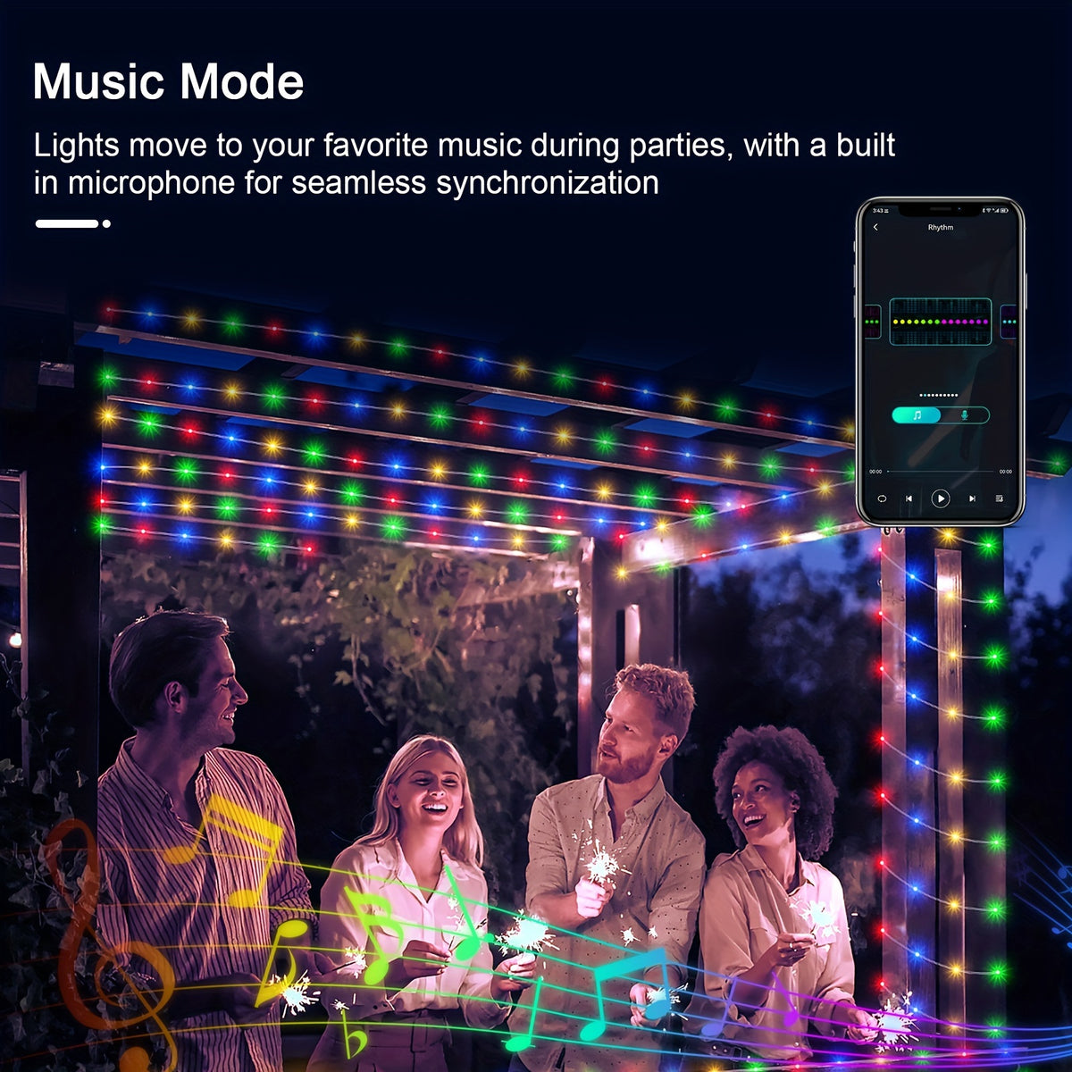 Colorful RGBIC leather wire smart fairy lights by Temu with app control, glowing with vibrant multicolor LED illumination.