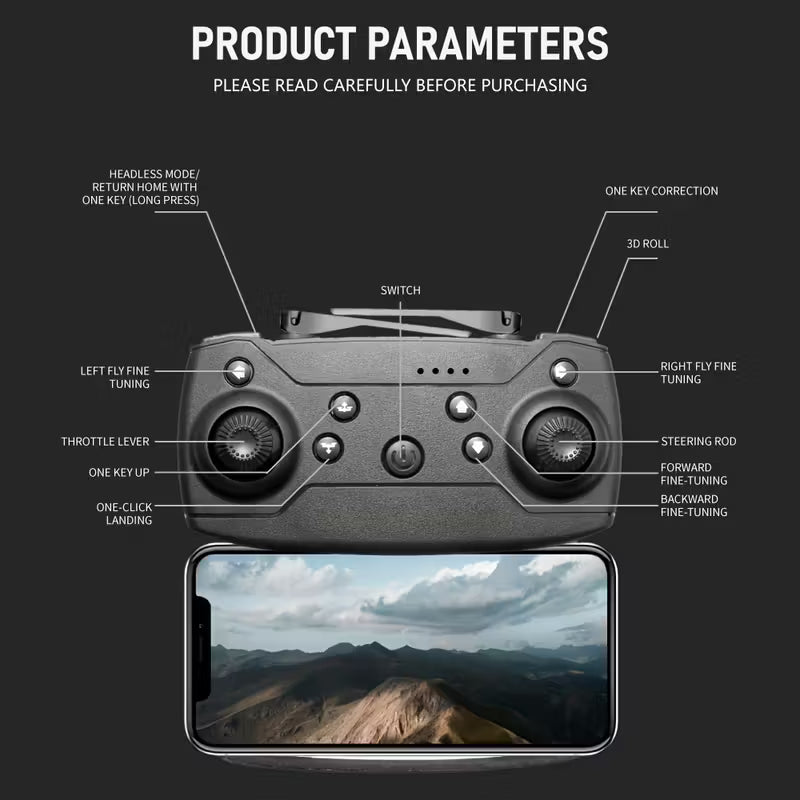 FACEGLE E88 Nova Optical Flow Drone - 360° Spinning, Foldable Wings