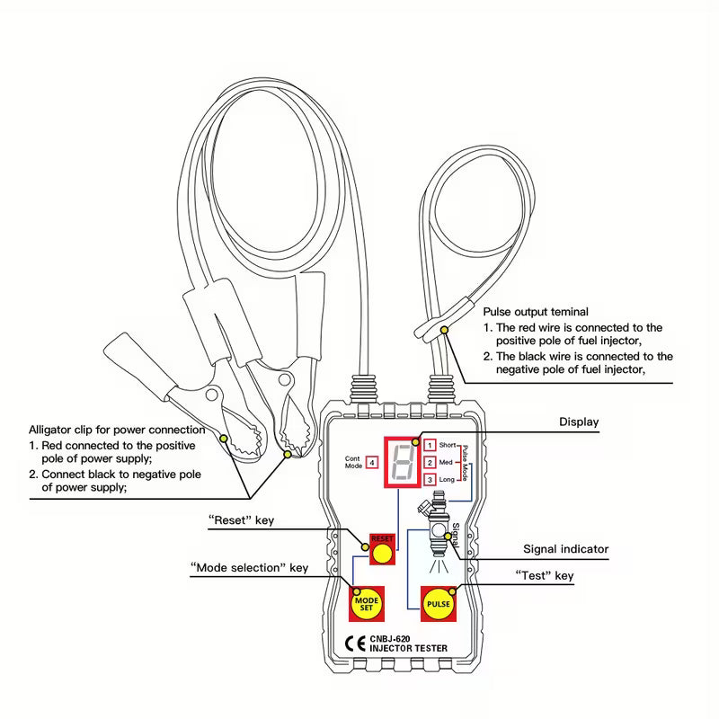 Temu automotive fuel injector testing and cleaning tool, injector tester device with digital display and connectors for vehicle diagnostics