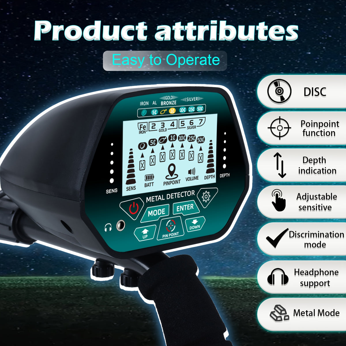 Temu TECLUNG high-precision metal detector with control panel and search coil for metal detection and treasure hunting.