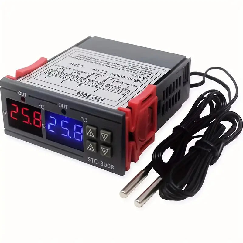 Temperature Controller Dual Digital STC-3008 with Dual Relay Output Thermostat