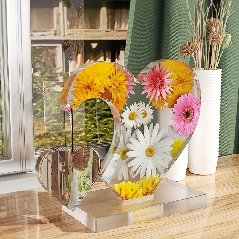 Temu large heart-shaped resin silicone casting mold for DIY photo heart craft projects.