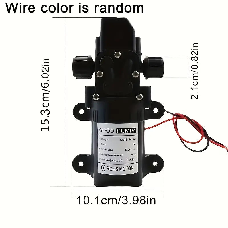 Temu 100W DC12V self-priming water pump with high-pressure design, compact DC water pump for various fluid transfer applications.