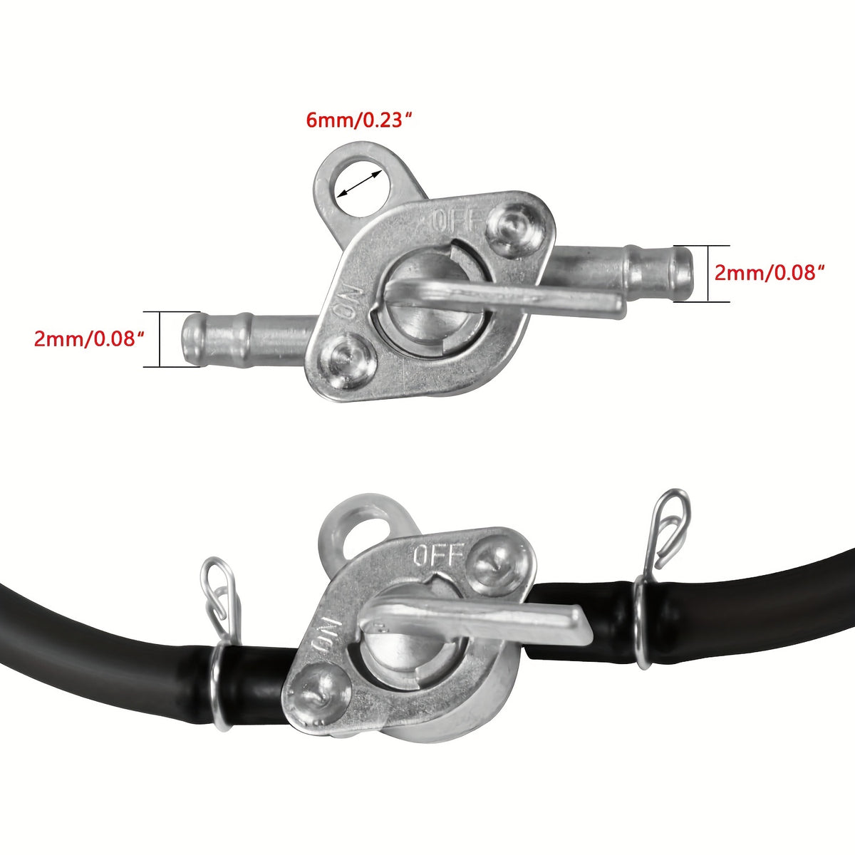 Temu 90cm flexible gas fuel pipe hose kit with fuel filter, inline valve, and clips for fuel system installation.