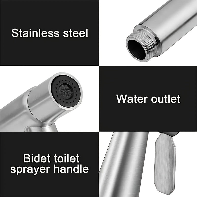 Three stainless steel high pressure shower heads from Temu set, showing sleek, modern design with adjustable nozzles and handheld attachment.